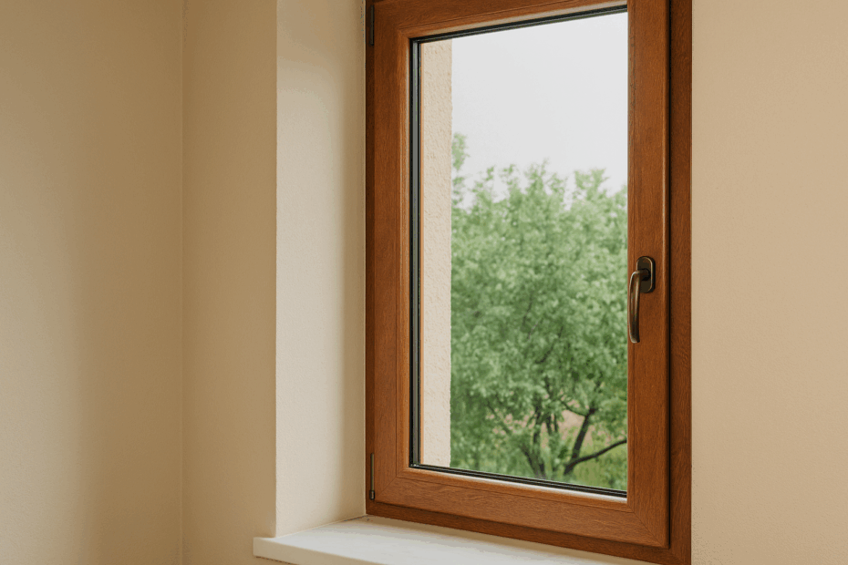 ventana efecto madera